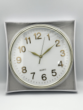 В-129 Часы настенные круглые белые с золотом, диаметр 28см